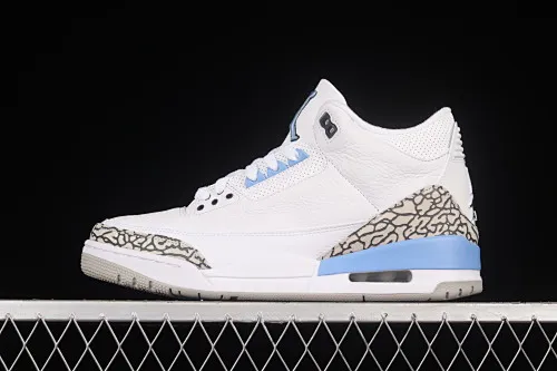All categories Air Jordan Jordan series basketball shoes Air Jordan 3 foreign trade version Air Jordan 3 UNC AJ3 Joe 3 North Carolina blue white burst blue crack mid-basketball sneakers CT8532-104